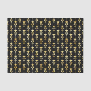 Gold en Black Floral Art Deco Pattern Tissuepapier