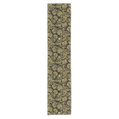 Gold en Black Floral Damask Pattern Korte Tafelloper (Voorkant)
