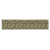 Gold en Black Floral Damask Pattern Korte Tafelloper (Horizontaal)