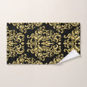 Gold en Black Floral Damask Print Towel Set Bad Handdoek (Handdoek)