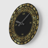 Gold en Black  Floral Design Grote Klok (Hoek)