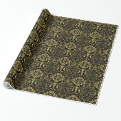 Gold en Black Floral Pattern 2a Cadeaupapier (Uitgerold)