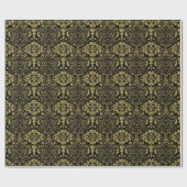 Gold en Black Floral Pattern 2a Cadeaupapier (Vlak)