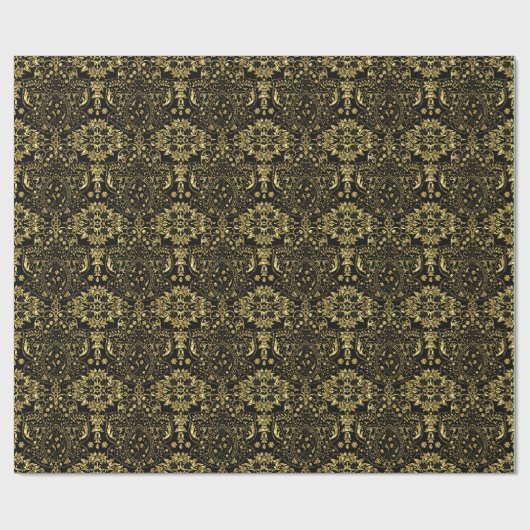 Gold en Black Floral Pattern 2a Cadeaupapier (Vlak)