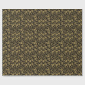 Gold en Black Floral Pattern Cadeaupapier (Vlak)