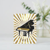 Gold- en Black Grand Piano-Muzieknoten Briefkaart (Staand voorkant)