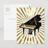 Gold- en Black Grand Piano-Muzieknoten Briefkaart (Voorkant / Achterkant)