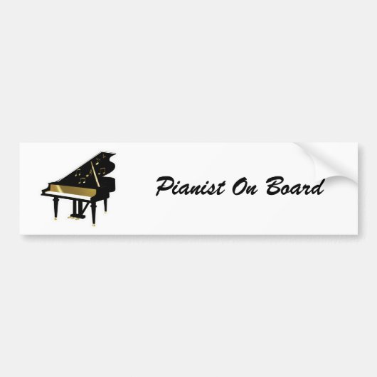 Gold- en Black Grand Piano-Muzieknoten Bumpersticker (Voorkant)