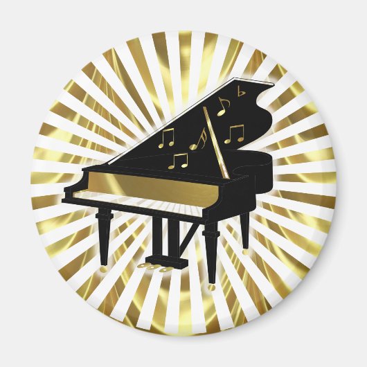 Gold- en Black Grand Piano-Muzieknoten Magneet (Voorkant)