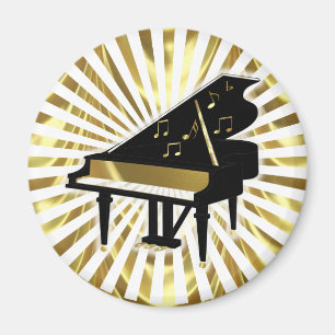 Gold- en Black Grand Piano-Muzieknoten Magneet