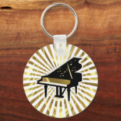 Gold- en Black Grand Piano-Muzieknoten Sleutelhanger (Voorkant)