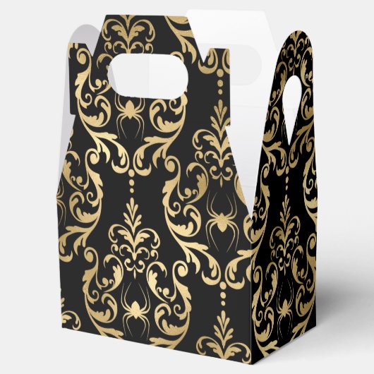 Gold en Black Halloween Damask Bedankdoosjes (Geopend)
