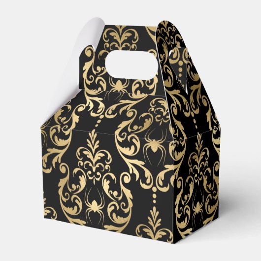 Gold en Black Halloween Damask Bedankdoosjes (Voorkant Zijde)