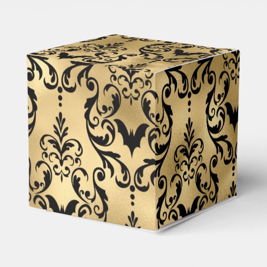 Gold en Black Halloween Damask Bedankdoosjes (Achterkant)