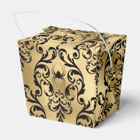 Gold en Black Halloween Damask Bedankdoosjes (Achterkant)