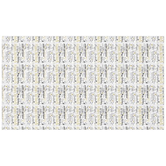 Gold en Black Happy Birthday Confetti Tafelkleed (Voorkant (Horizontaal))