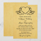  Gold en Black Hearts huwelijksuitnodiging Kaart (Voorkant / Achterkant)