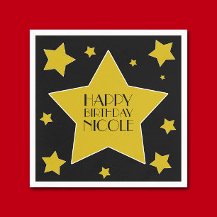 Gold en Black Hollywood Stars Birthday Servetten