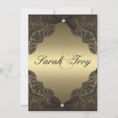 Gold- en Black Lace-trouwuitnodiging Kaart (Achterkant)