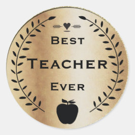 Gold en Black Laurel Wreater Beste Teacher Award Ronde Sticker