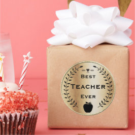 Gold en Black Laurel Wreater Beste Teacher Award Ronde Sticker