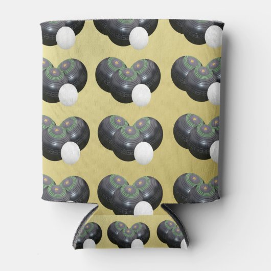 Gold en Black Lawn Bowls Pattern Blikjeskoeler (Voorkant)