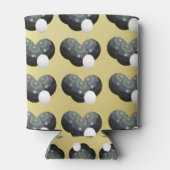 Gold en Black Lawn Bowls Pattern Blikjeskoeler (Achterkant)