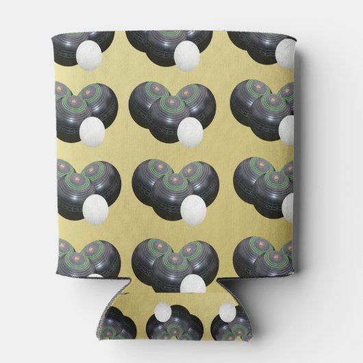 Gold en Black Lawn Bowls Pattern Blikjeskoeler (Achterkant)