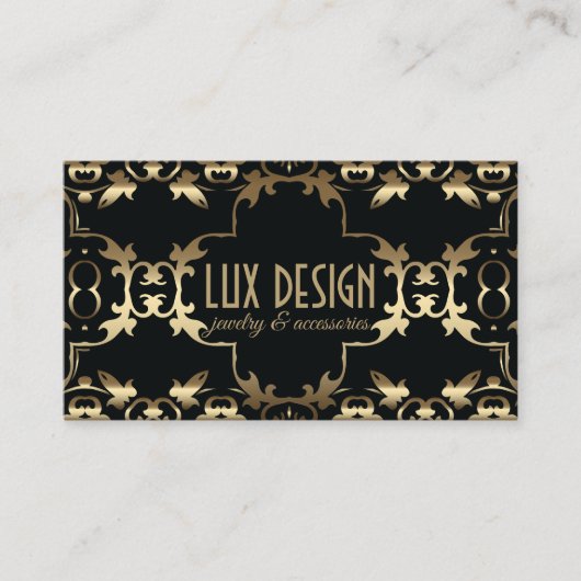 Gold en Black Luxury  Baroque Classic Visitekaartje (Voorkant)