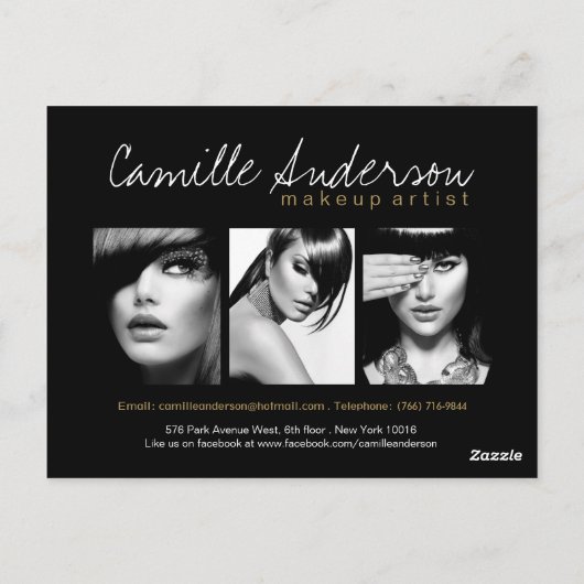 Gold- en Black Makeup-tapekaart Briefkaart (Achterkant)