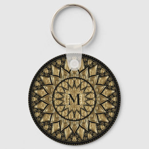 Gold en Black Mandala Sleutelhanger
