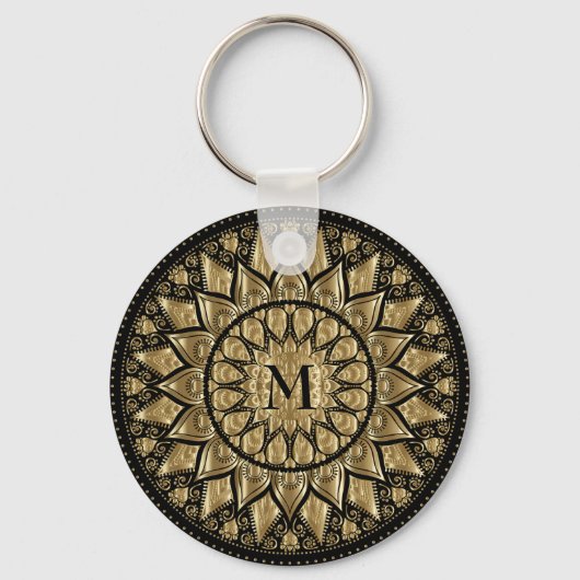Gold en Black Mandala Sleutelhanger (Voorkant)