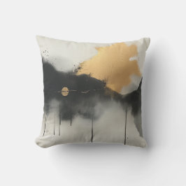 Gold en Black Misty Landschap Abstract Kussen