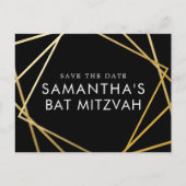 Gold en Black Modern Bat Mitzvah Save the Date Aankondigingskaart (Voorkant)