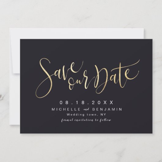 Gold en Black Modern Simple Script Save the Date (Voorkant)