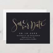 Gold en Black Modern Simple Script Save the Date (Voorkant / Achterkant)