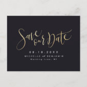 Gold en Black Modern Simple Script Save the Date Aankondigingskaart (Voorkant)