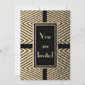 Gold en Black Modern Wedding Invitation Kaart (Achterkant)