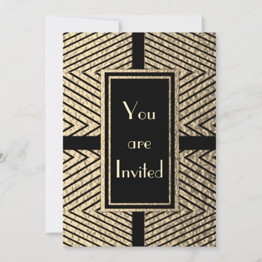 Gold en Black Modern Wedding Invitation Kaart (Achterkant)