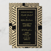Gold en Black Modern Wedding Invitation Kaart (Voorkant / Achterkant)