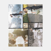 Gold en Black Monogram 4 Foto Collage Wedding Fleece Deken (Voorkant)