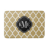 Gold en Black Moroccan Quatrefoil Monogram Badmat (Voorkant)