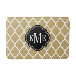 Gold en Black Moroccan Quatrefoil Monogram Badmat