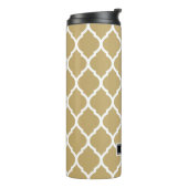 Gold en Black Moroccan Quatrefoil Monogram Thermosbeker (Gedraaid links)
