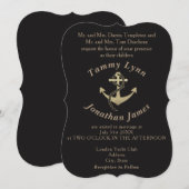 Gold en Black Nautical Wedding Invitations Kaart (Voorkant / Achterkant)