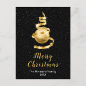 Gold en Black Ornament Merry kerst Feestdagenkaart (Voorkant)