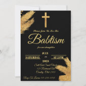 Gold en Black Pampas grass Baptisme Kaart (Voorkant)