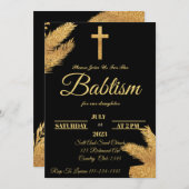 Gold en Black Pampas grass Baptisme Kaart (Voorkant / Achterkant)