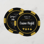 Gold en Black Poker Chip Birthday Casino Night Kaart (Voorkant / Achterkant)