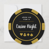 Gold en Black Poker Chip Birthday Casino Night Kaart (Voorkant)